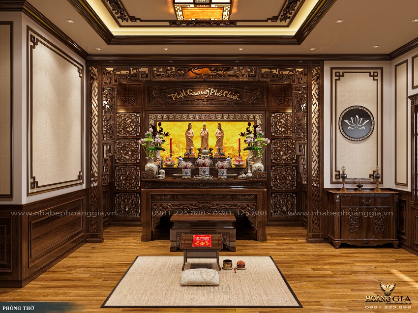 Mẫu thiết kế bàn thờ Tam Thế Phật trang nghiêm