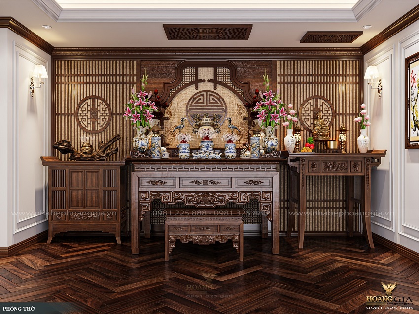 Mẫu thiết kế nội thất phòng thờ nhà chị Hương