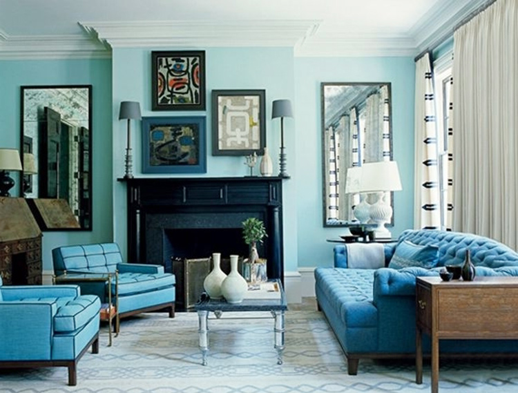 Phối hợp màu xanh dương với các màu khác trong thiết kế nội thất
