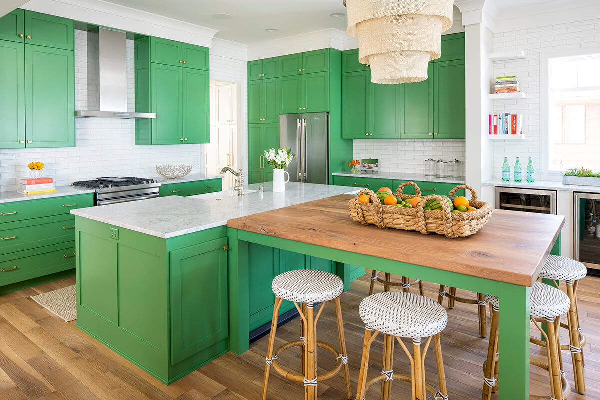 Những mẫu phòng bếp đẹp với màu xanh đẹp nhức nhối